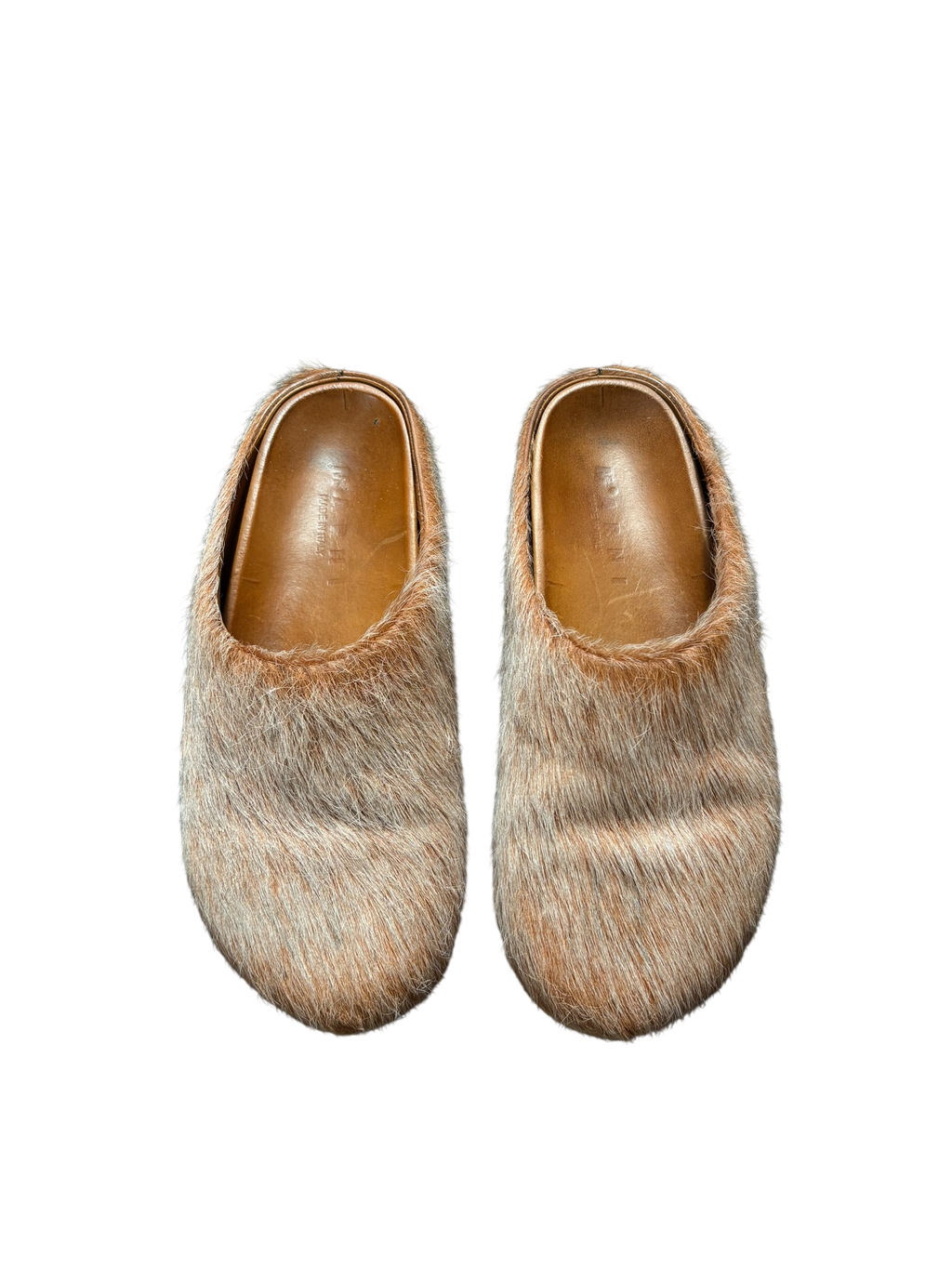 Marni Acid Orange Fur Mules - Size 8