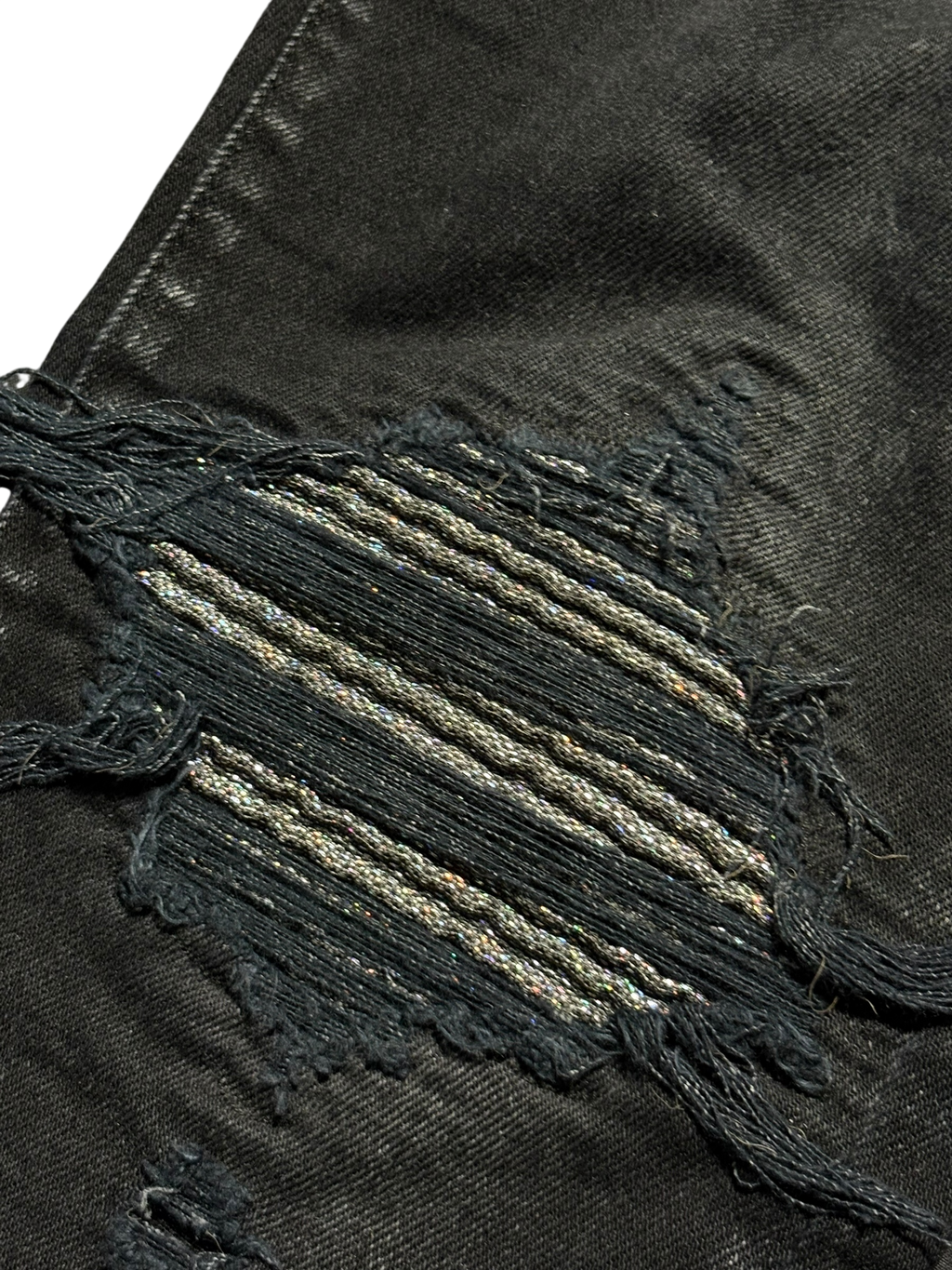 Amiri MX1 Black Iridescent Patch Jeans