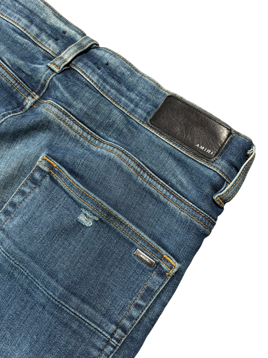 Amiri MX1 Dark Wash Red Patch Jeans
