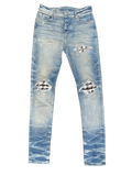 Amiri MX1 Light Wash Boucle Patch Jeans