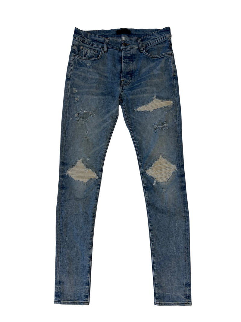 Amiri MX1 White Patch Light Wash Jeans