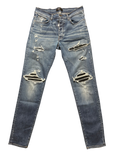 Amiri MX1 LightWash Black Patch Jeans