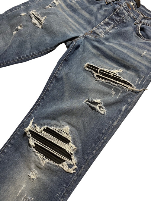 Amiri MX1 LightWash Black Patch Jeans