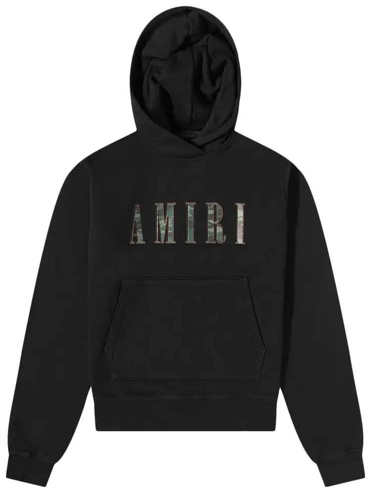 AMIRI CAMO FILL LOGO BLACK HOODIE